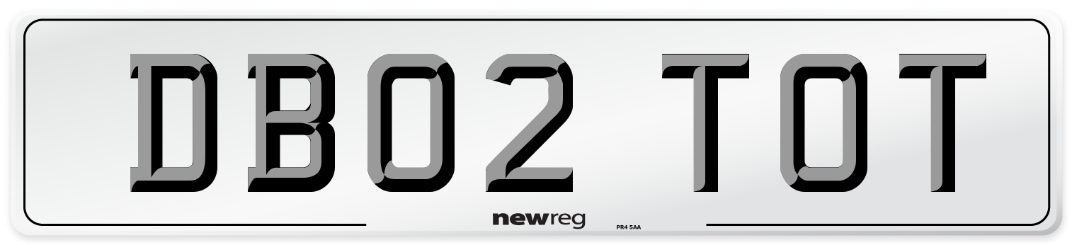 DB02 TOT Number Plate from New Reg